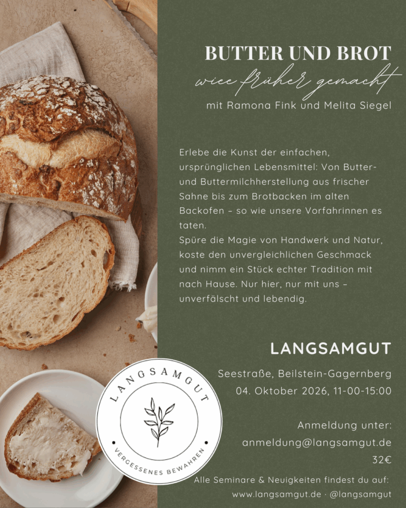 Butter und Brot wie früher gemacht.